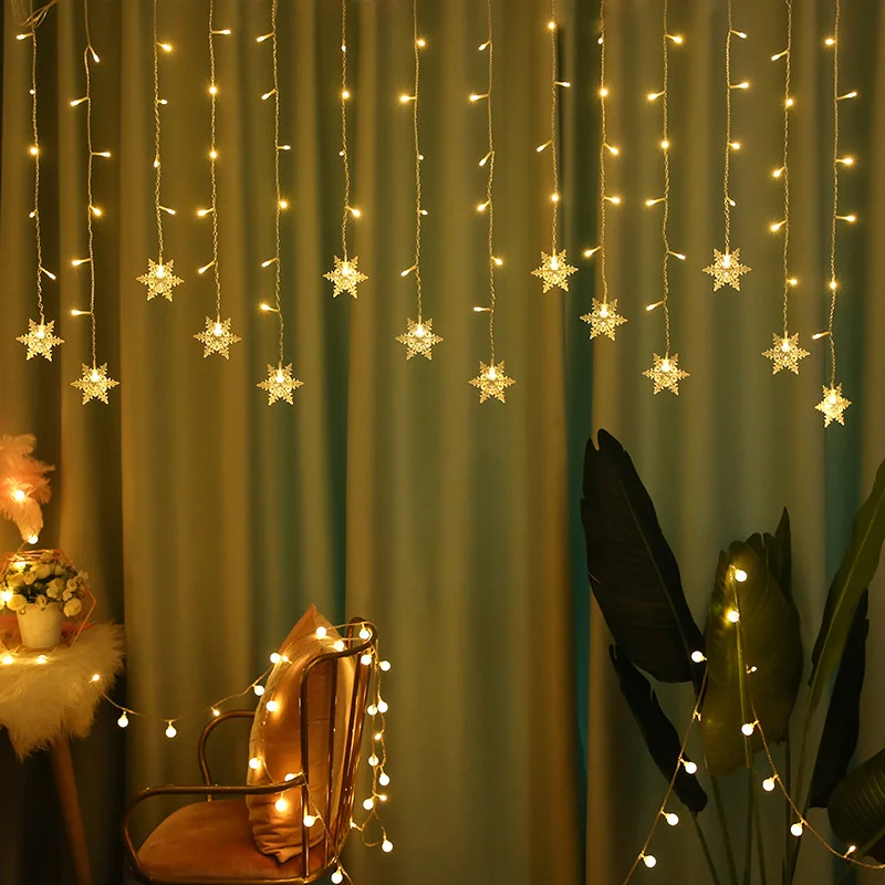 Led Snowflake Curtain Fairy String Lights per Outdoor Garland Home Party Garden decorazione di capodanno