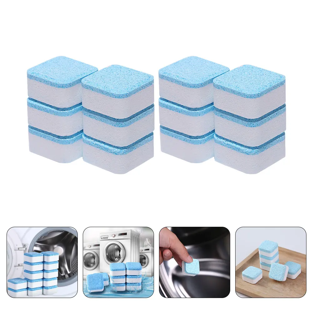 

12PCS Tablets Washing Machine Effervescent Tablets Cleaner Laundry Deep Cleaning Remove Odor Decontamination Tablets