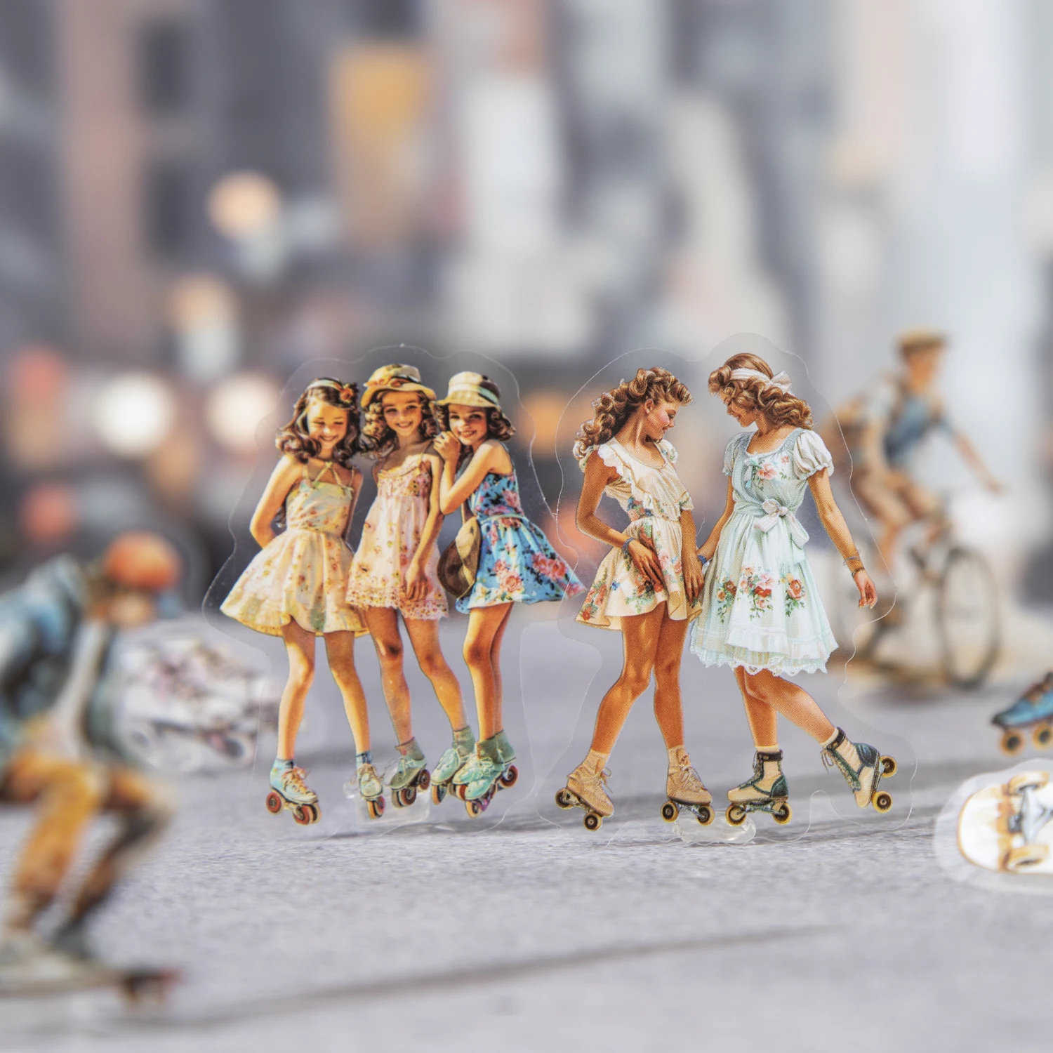 

Childhood Hour Series Vintage Flower Girl Character Landscape PET Sticker Creative DIY Journal Material Collage Stationery