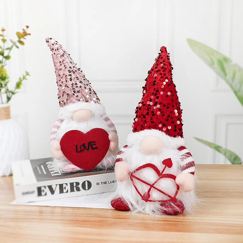 

30cm Couple Gnome Doll Valentines Day Gift Night Light Led Lamp Toy Valentines Day Gnomes Plush Doll Ornaments Knited Elf Dwarf