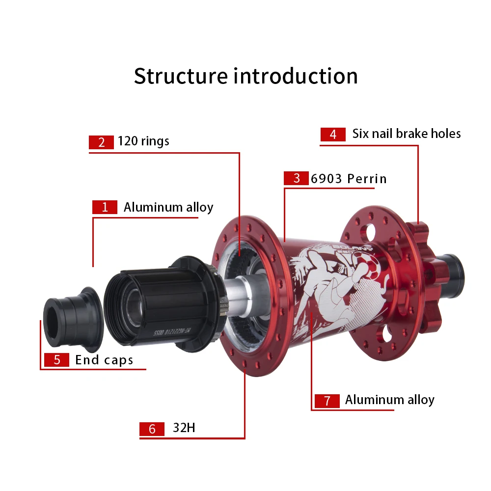 Bolany MTB Boost Cube Hubs 6 Pawls Mountain Bike Rolling XD/HG/MS Hub NBK 32 Hole 120 Sound Thru Bicycle Bearing 110x15 148x12