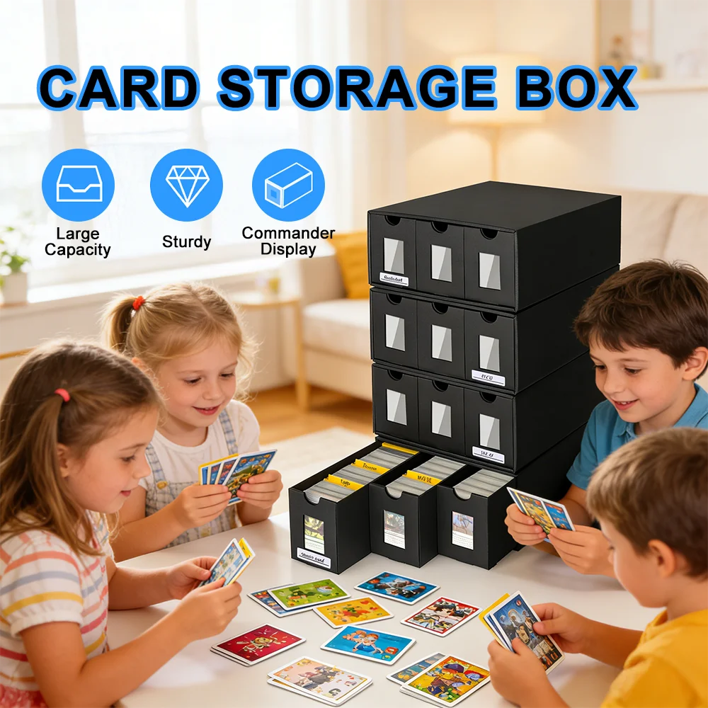 Boîte rangement carton noire à tiroir extractible organiseur cartes export petit contenant bureau pour cartes bancaires identité portable usage maison travail tri quotidien