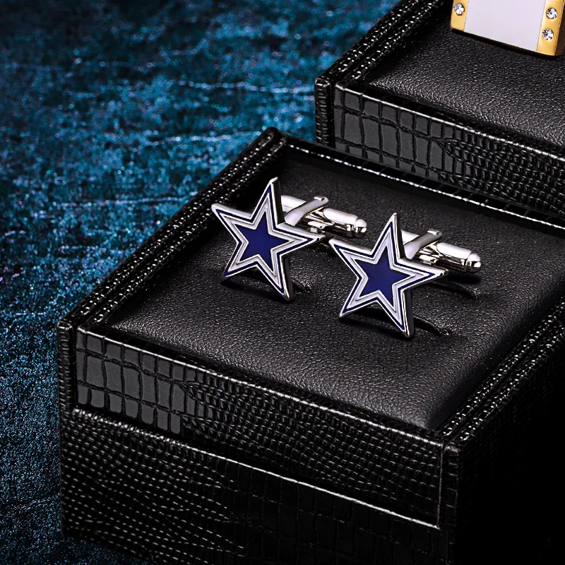 

KFLK Cufflinks for men blue star shirt with high quality and brand luxury wedding men guests