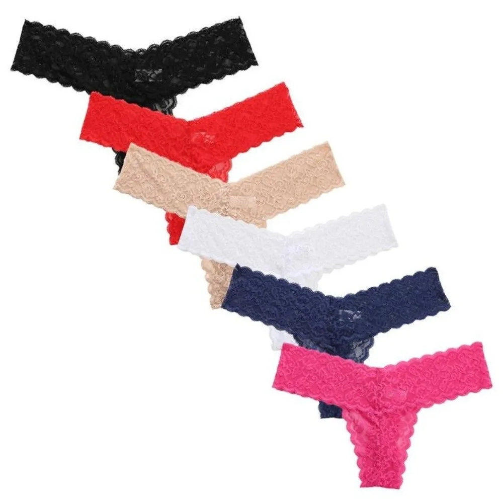 Süße, nahtlose Spitzen-Slips mit niedriger Taille, Tanga mit Schleife, Unterwäsche für Damen, Baumwoll-Zwickel, transparente Netz-Spitzen-Slips – Detail 4