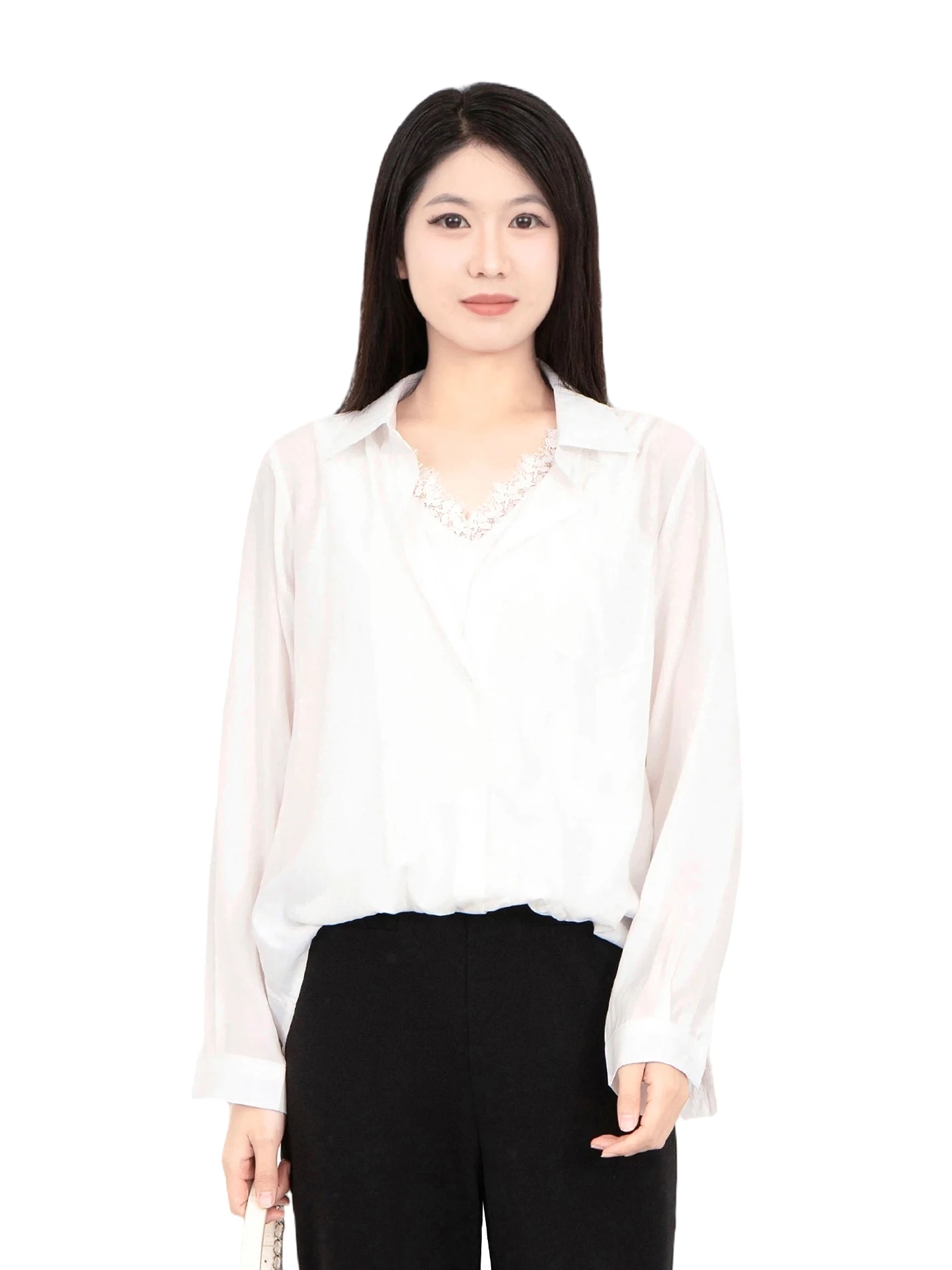 

Женская рубашка больших размеров с эффектом похудения, свободного кроя, с рукавом до плеча, из полиэстера, в стиле Cleanfit, с длинным рукавом