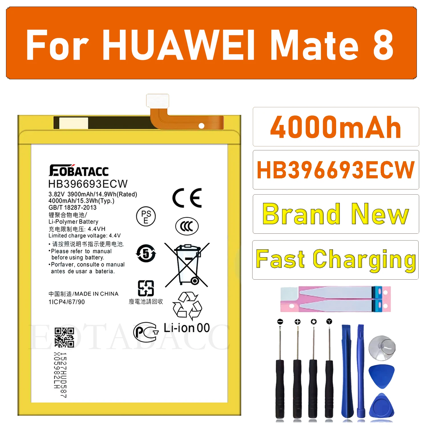 

100% New Original Battery HB396693ECW For HUAWEI mate8 NXT-AL10/DL00/CL00/TL00 Battery + Free Tools