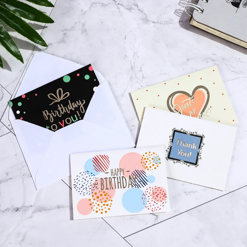 18pcs Gift Party Invitation Greeting Cards Happy birthday DIY decoration Message Card Blank Folding Card with Envelope 6x9cm