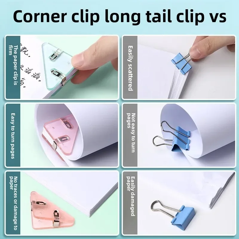 M&G 12Pcs/Box Transparent Triangle Corner Clips Multifunctional Document File Book Page Corner Clips Students Supplies