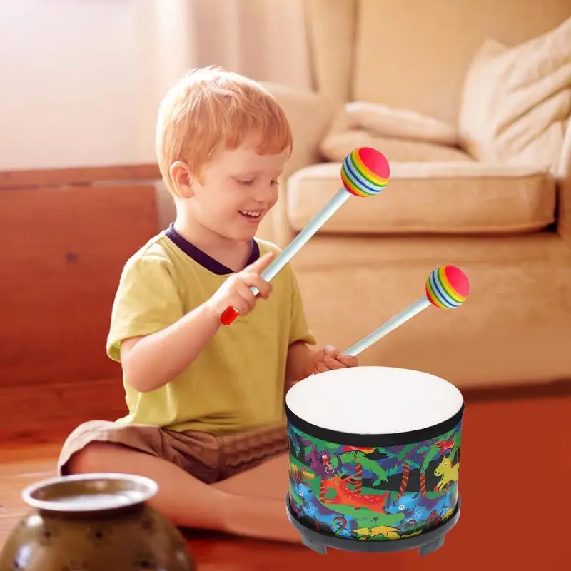 

Floor Tom Drum For Kids 8 Inch Gathering Club Drum Colorful Wooden Musical Kids Drum Set With 2 Mallets For Children Toddler