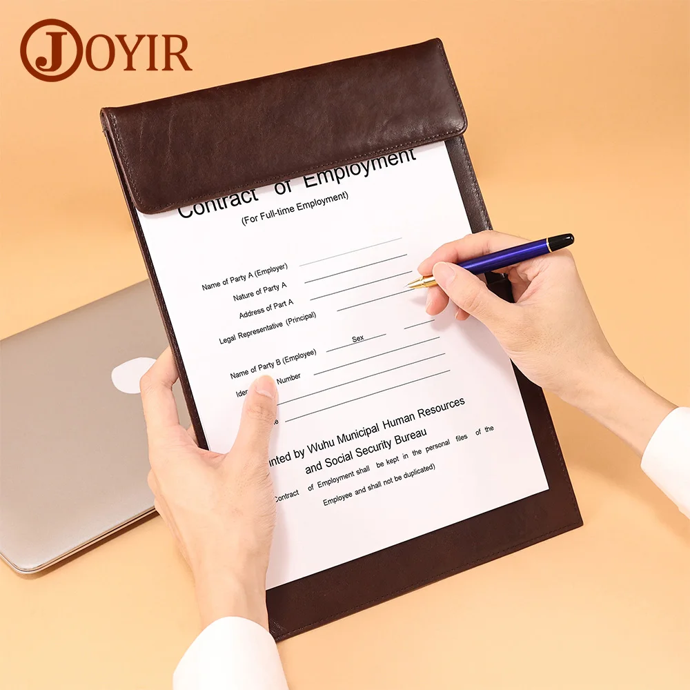 

JOYIR A4 Folder Genuine Cow Leather Magnetic Suction Board Clip File Board Clip File Folder One-Handed Writing Board Clip