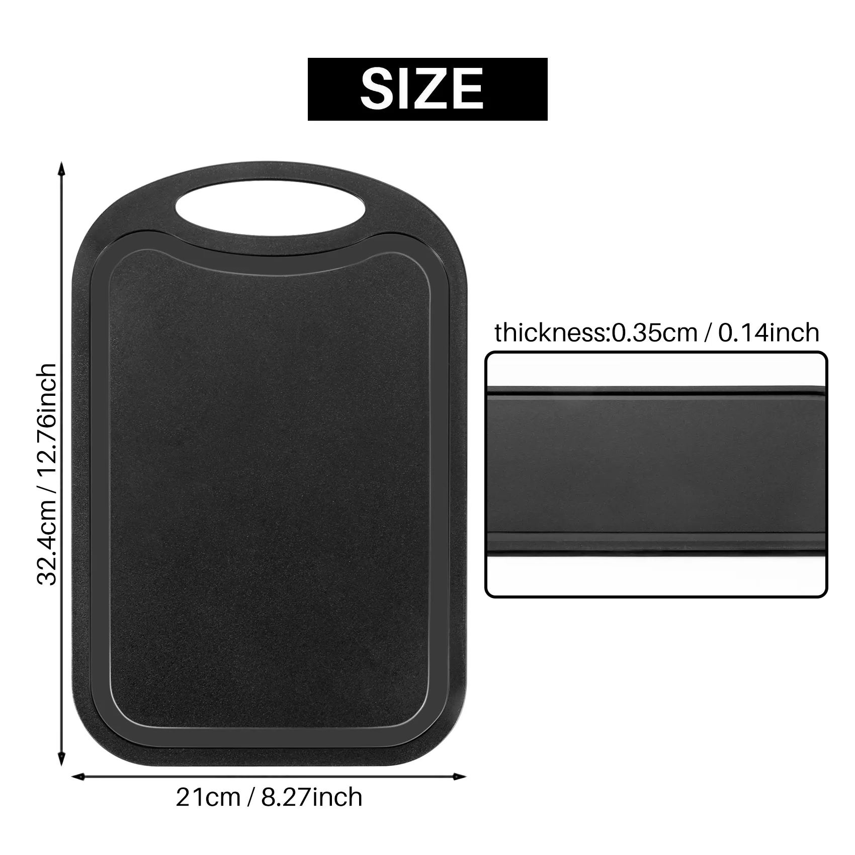 J1UL1N บล็อกสับพลาสติกเขียงผักเนื้อลื่นป้องกันน้ําล้นพร้อมเขียง Hang Hole