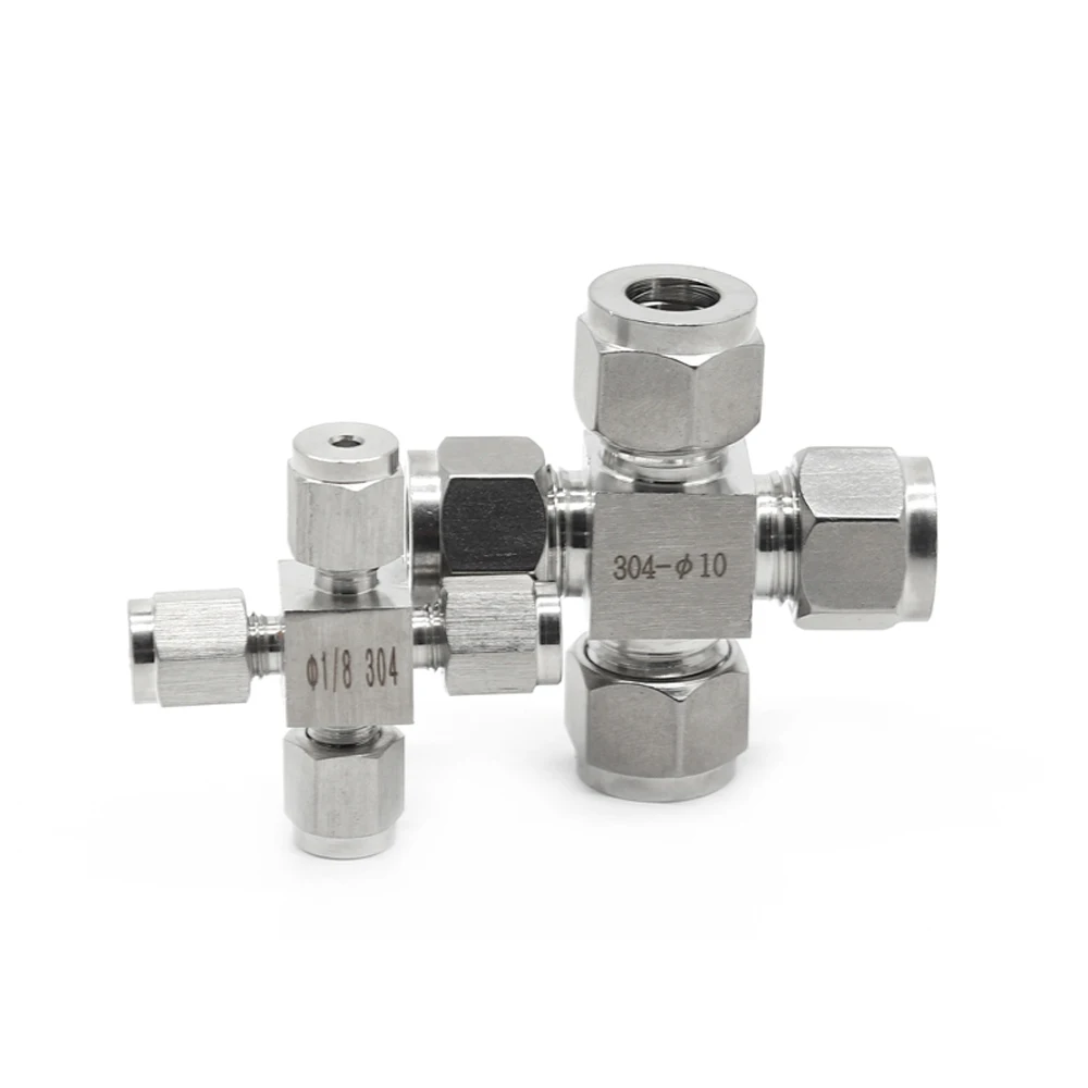 

Fit 3/4/6/8/12/14/16mm 1/8" 1/4" 3/8" 1/2" Tube OD Cross 4 Ways Compression Union Fitting Spliter 304 Stainless Steels Steel