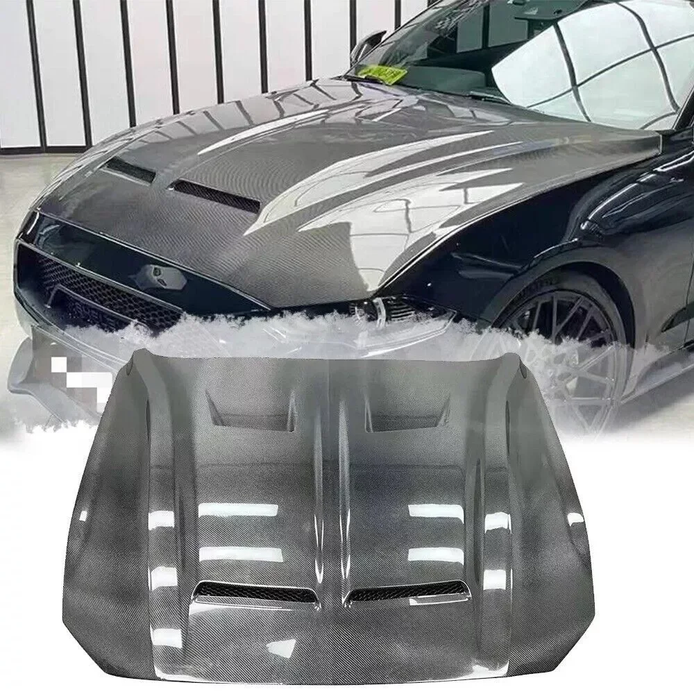 

Tom AutoCarbon Fiber Shelby Super Snake Style Hood Cover for Ford Mustang 2018-2022 Engine Hood
