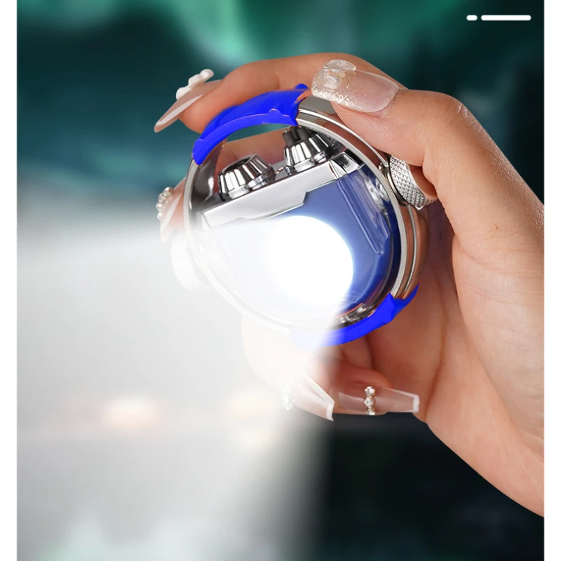 Cob Lighting Transparent Cool Mech Metal Windproof Lighter Pressure Reducing Gyroscope Charging Double Arc Lighter Men Gift New