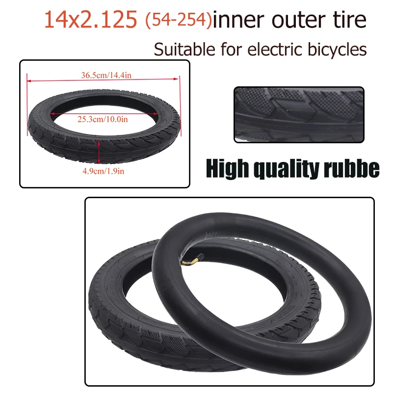 Chambre à air de pneu de 14 pouces Durable et résistante à l'usure X 2.125 (57-254) convient à de nombreux scooters électriques à gaz et vélos électriques