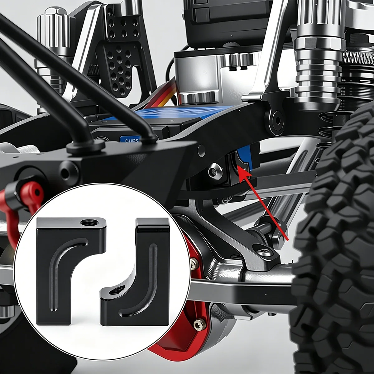 Support de montage de servo en alliage d'aluminium Axial SCX10 90047 pour 1/10 RC Crawler Wrangler