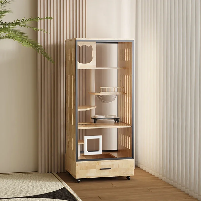 Panorama does not occupy an area of cat cage cat villa with toilet integrated household cat room indoor luxury solid wood
