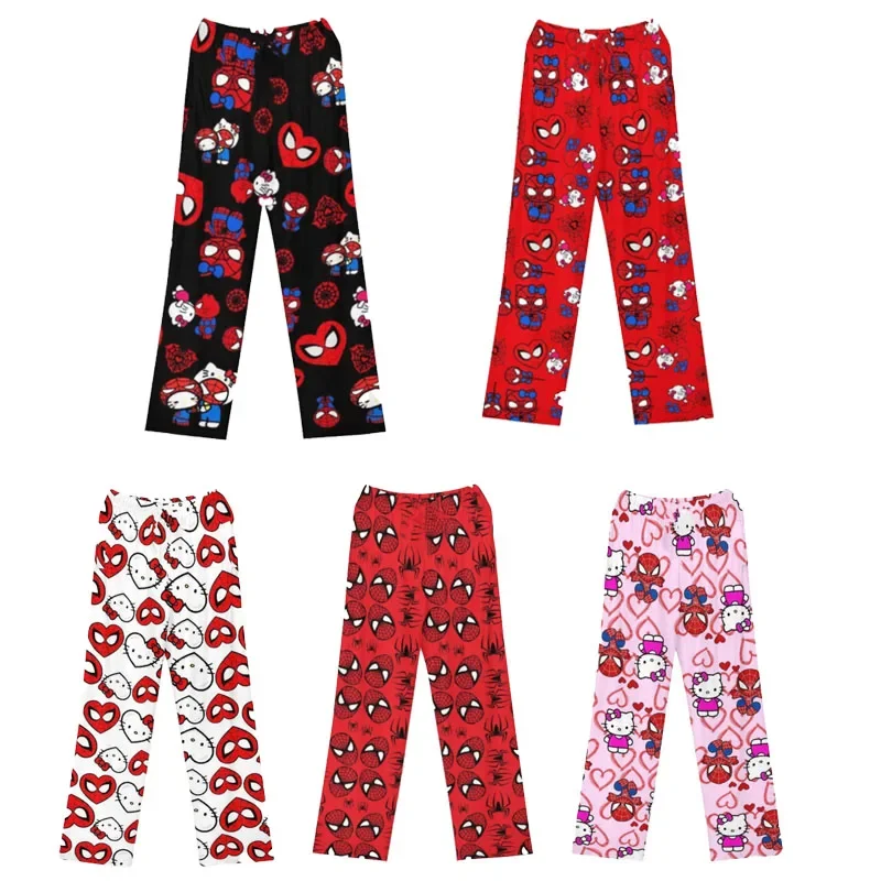 hellokitty-pyjama-spiderman-pantalon-couple-casual-dessin-anime-homewear-pyjama-pantalon-sommeil-femmes-cadeaux-pour-la-saint-valentin