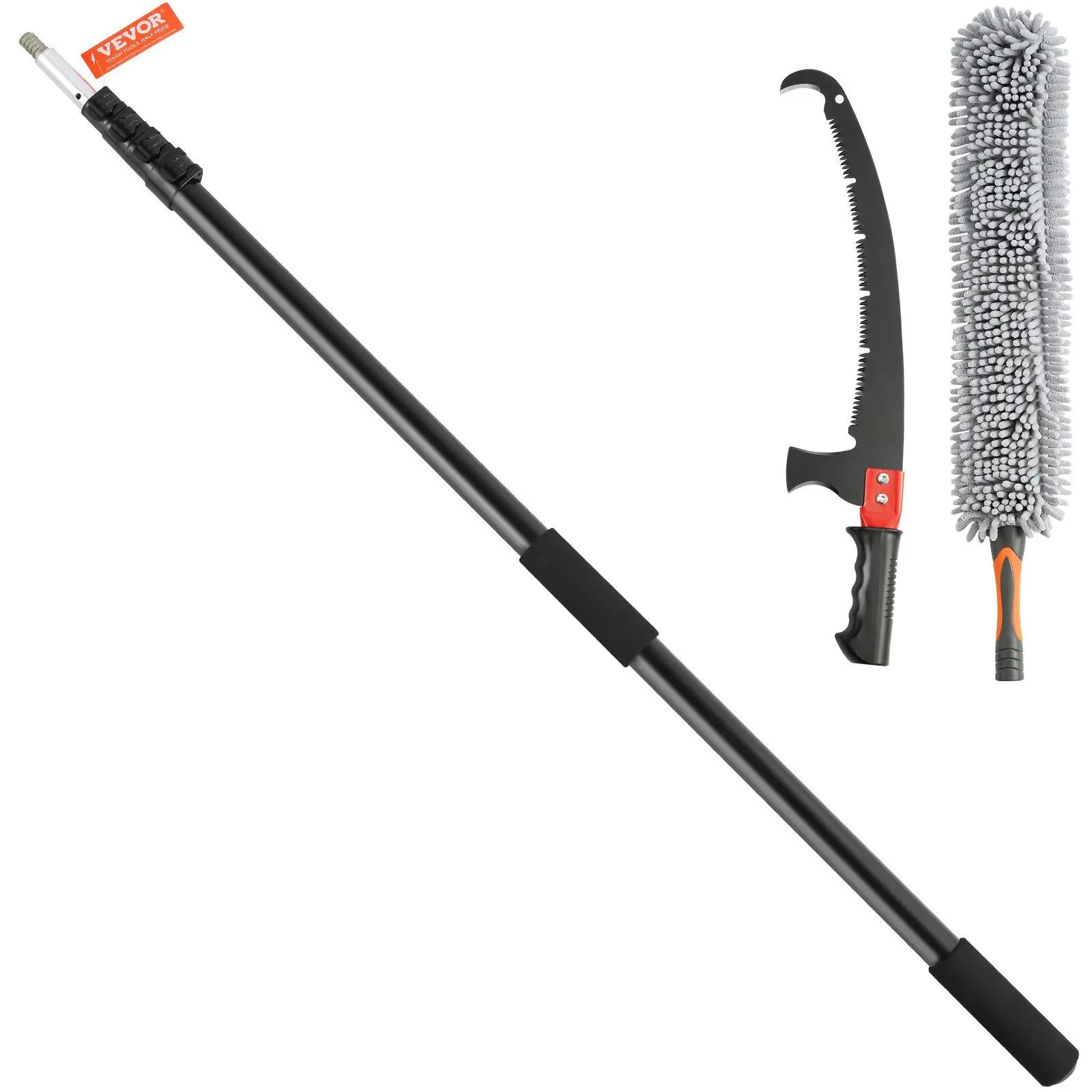 Manual Pole Saw, 4.9-20 ft Extendable Tree Pruner, Sharp Steel Blade for High Branches Trimming, with Lightweight Aluminum Alloy