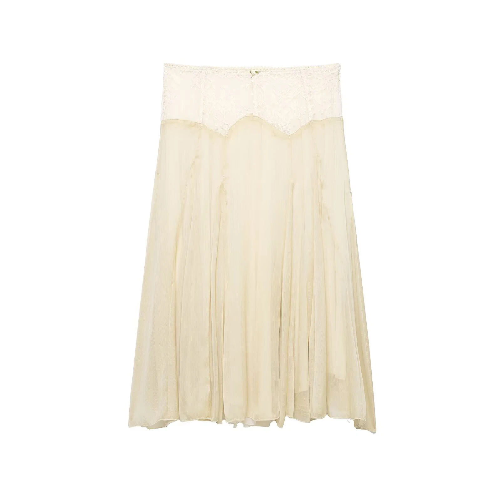 

2026 Spring/Summer New Product French Retro Pure Desire High Waist Contrast Lace Splicing Midi Skirt Half Skirt