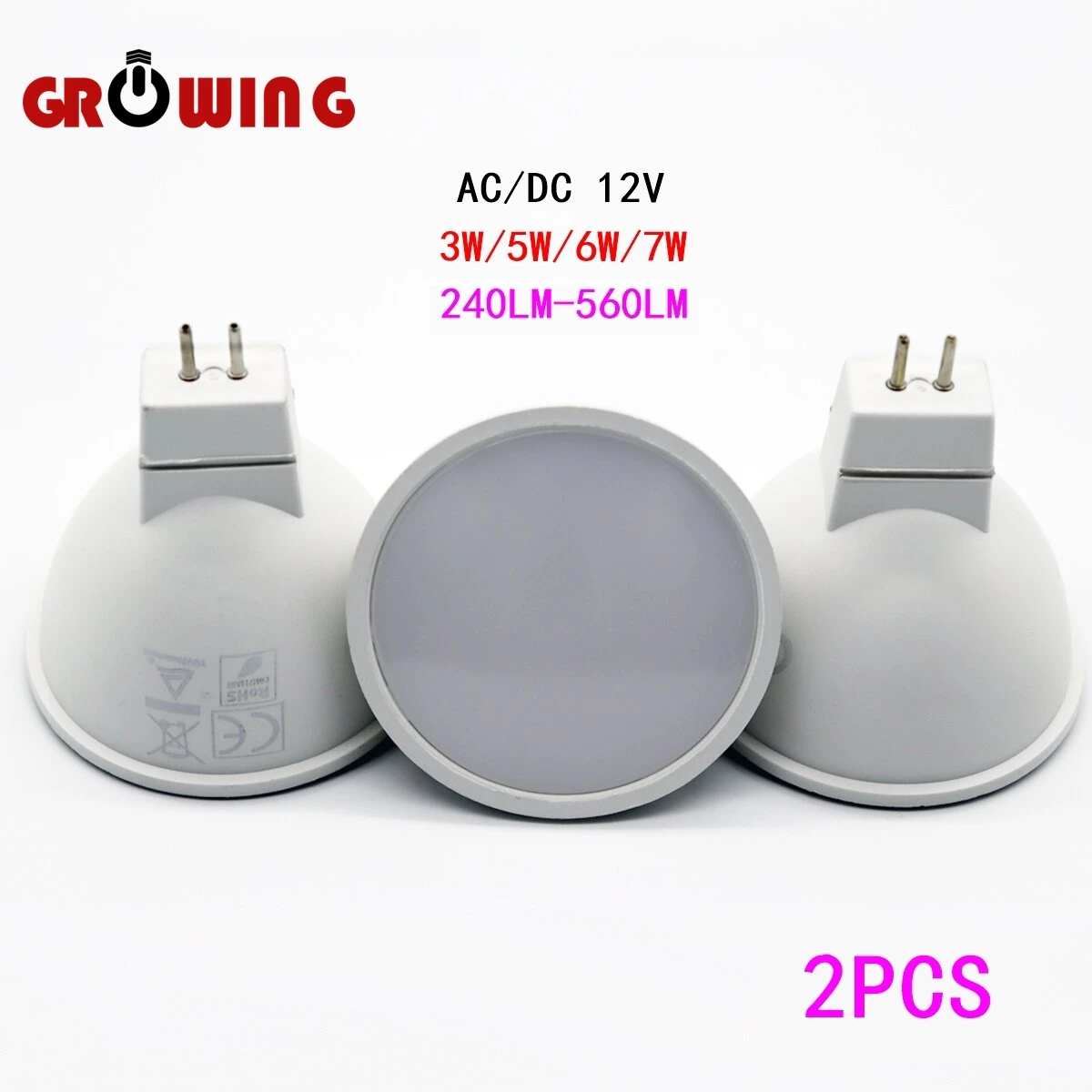 2PCS LED Spotlight MR16 GU5.3 low pressure AC/DC 12V 3W 5W 6W 7W Light Angle 120 degrees Warm White Day Light LED Light Lamp