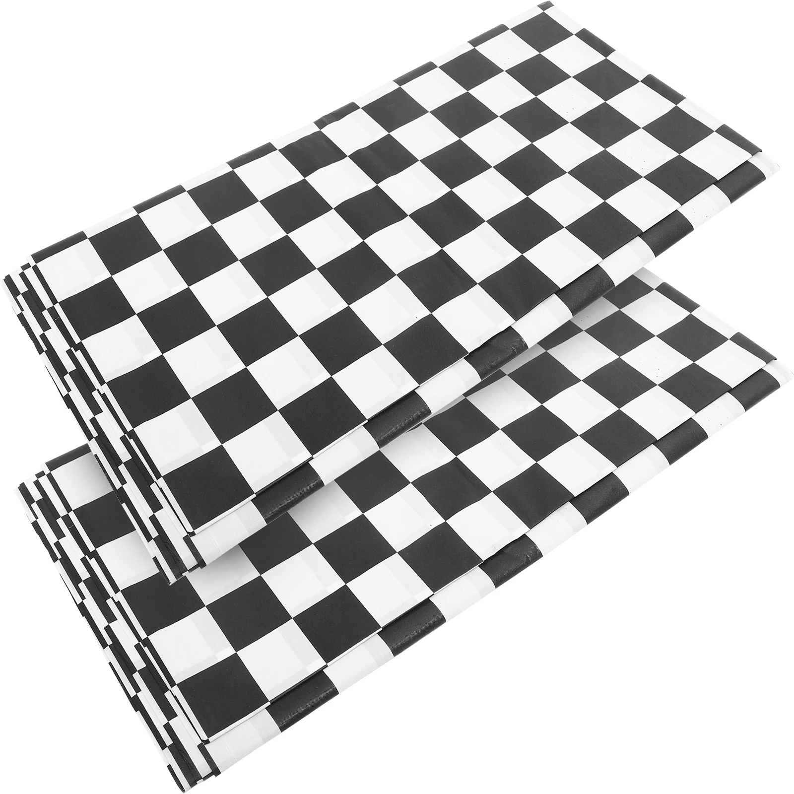 

2Pcs Black Checkered Rectangle Thickened Tablecloth 137x274cm Plastic Protective Decorative Dining Party Table Cover