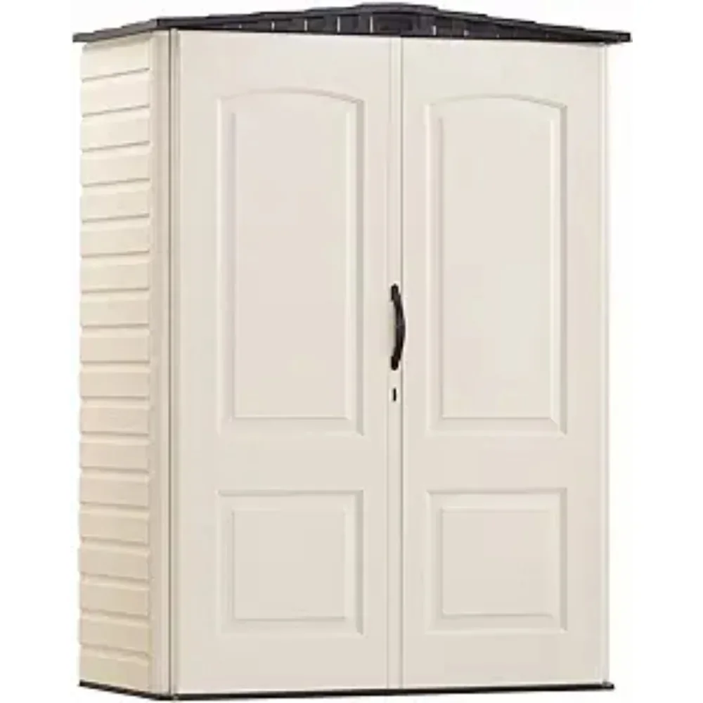 Resin Weather Resistant Outdoor Storage Shed, 5 x 2 ft., Sandalwood/Onyx Roof, for Garden/Backyard/Home/Pool Freight free