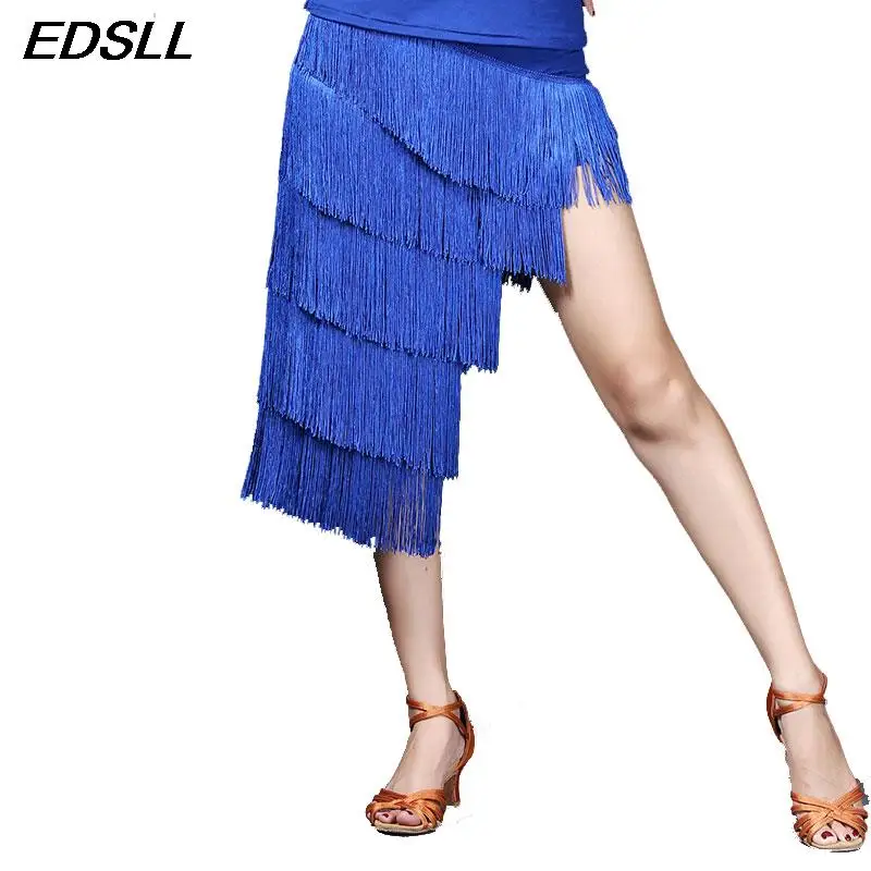 Female Belly Dance Practice Costume Social Dance Adults Latin Dance Sexy Split Diagonal Fringe Skirt Performance Costume