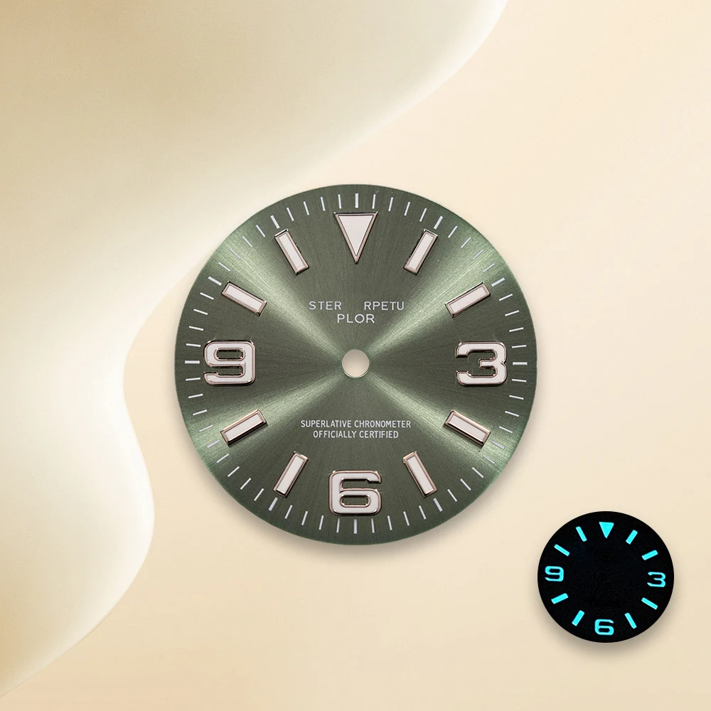 Cadran rayon de soleil NH35 avec Logo S, 28.5mm, 369, pour mouvement NH35/NH36/4R/7S, bleu glace, lumineux, accessoires de montre