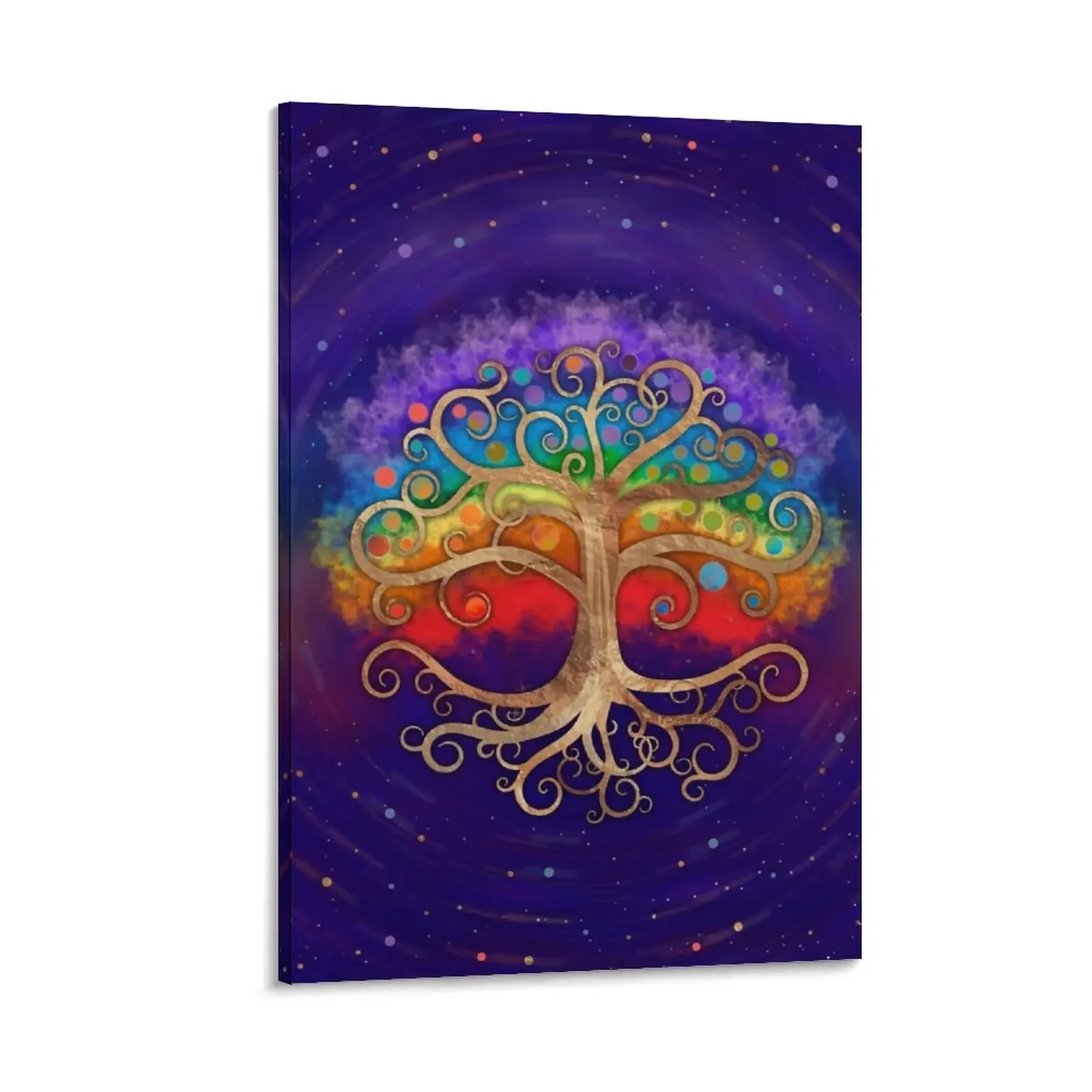 

Tree of life Golden Swirl and Rainbow Canvas Painting Paintings Home decoration Wall decoration frame room decoration