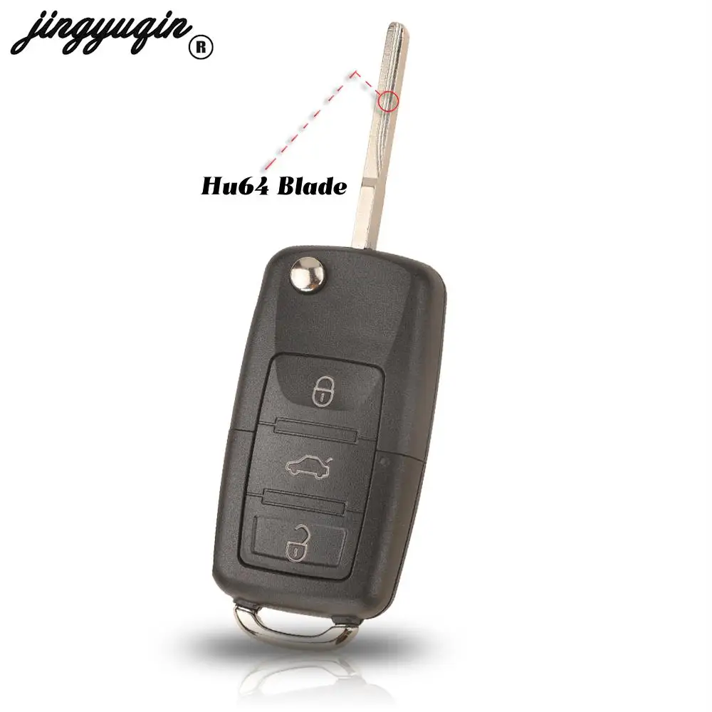 jingyuqin For VW Volkswangen for CRAFTER 2006-2011 Car Key HU64 blade 3 Buttons Flip Folding Remote Key Shell Case