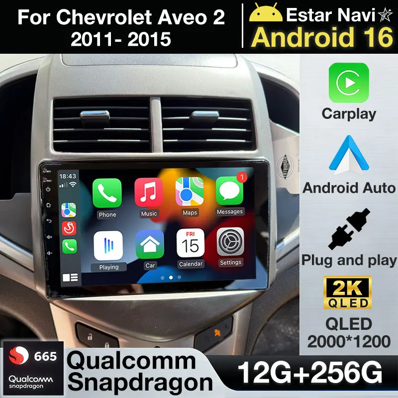 Android 16 Car Radio For Chevrolet Aveo 2 Sonic T300 2011 2012 2013 2014 2015 GPS Carplay Multimedia Player Navigation QLED DSP