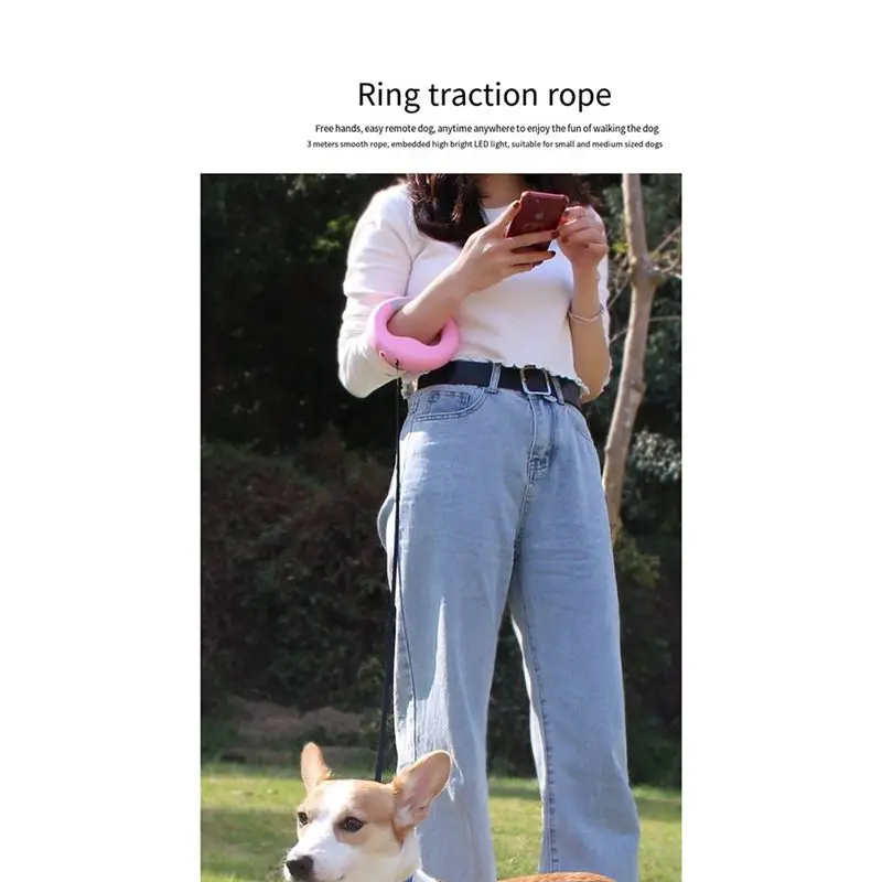 

REST новый поводок для собаки, светодиодный светильник для домашних животных, автоматический выдвижной поводок, кольцо, светящийся поводок для собаки, поводок для собаки, аксессуары для домашних животных, синий