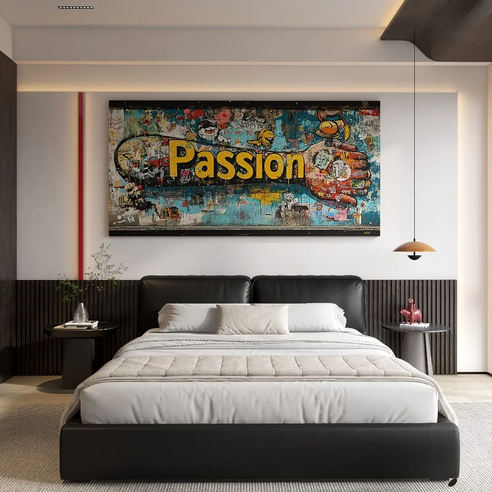 

Urban Poet Monologue Graffiti Style Canvas art - colorful, bold wall trim, 1.5 inches thick - suitable for interior decor