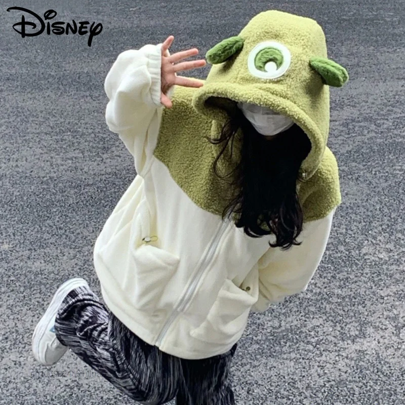 Disney Cartoon Mr.Q Clothes Women Spring Autumn Thin Top Coat Y2k Streetwear Cute Hoodies Female Korean Loose Hooded Sweatshirts