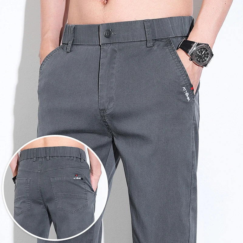 

Mens Clothes Lyocell Thin Casual Pants Men Fashion Slim Classic Spring Summer Trousers Stretch Breathable Business Korean Pants