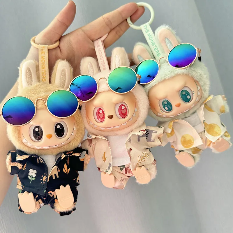 

15cm/17cm Labubu I II Dolls Clothes Cute Beach Glasses Set Sitting Party Accessories Clothing Plush Doll'S Clothes