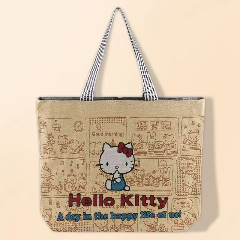 

Холщовая сумка, женская сумка, большая вместительная сумка-тоут с мультяшной вышивкой, универсальная студенческая сумка-тоут, сумка для покупок на одно плечо