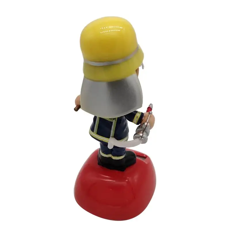 Hot Ideas Solar Powered Fireman Shaking Doll Christmas Children\'s Gifts Shaking Head Figurine Desktop Car Interior Decoration