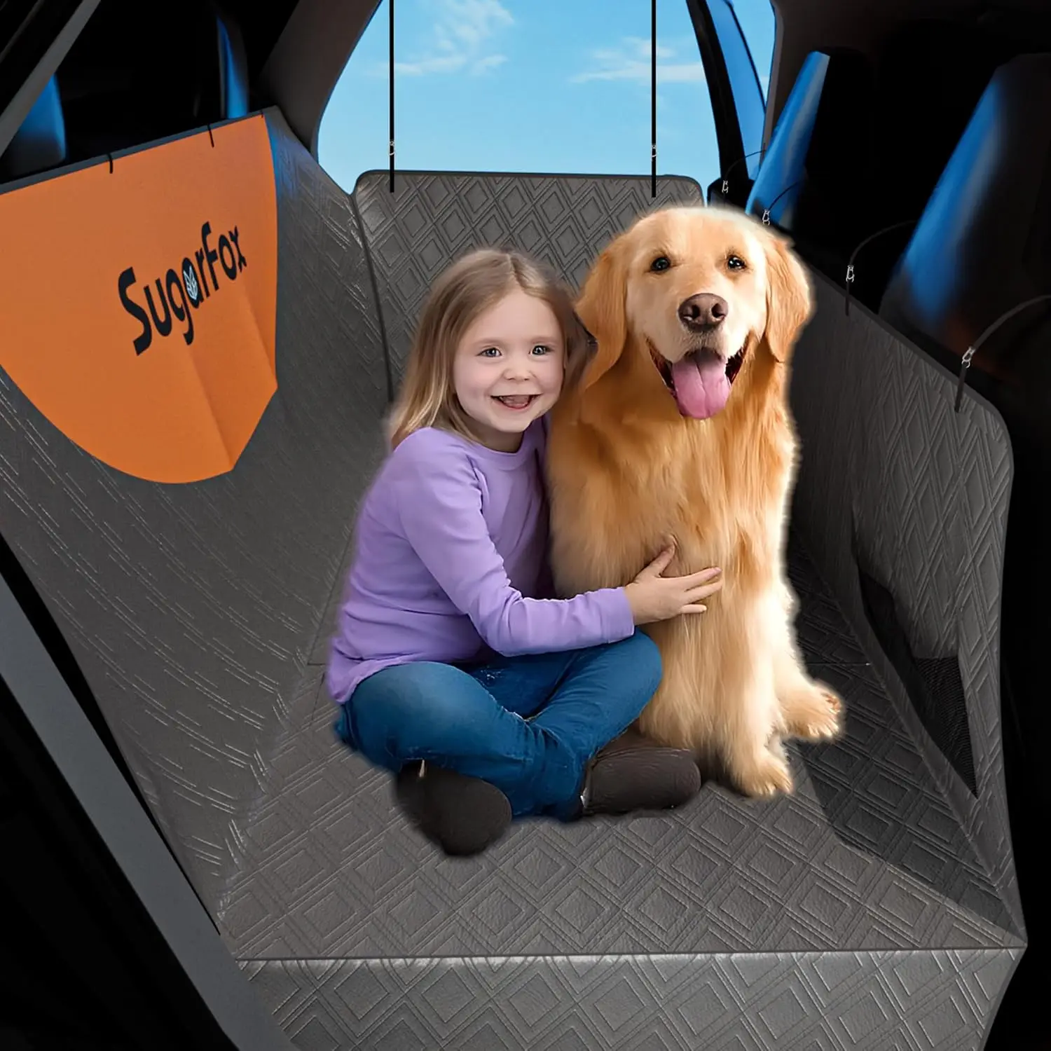 

Dog Car Seat Cover for Back Seat - Upgraded PU Leather Dog Hammock, 400lbs Hard Bottom Backseat Pet Cover, Waterproof Anti