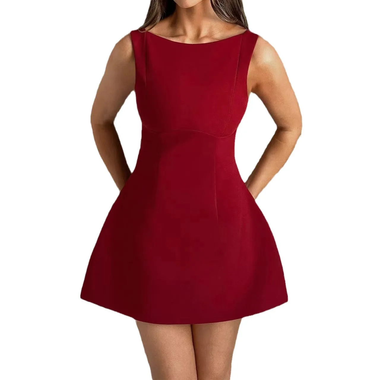 Elegant Women's Sleeveless Mini Dresses Fashion Temperament Simple A-line Short Dress Sweet And Fresh Vestidos Summer New Female - view 5