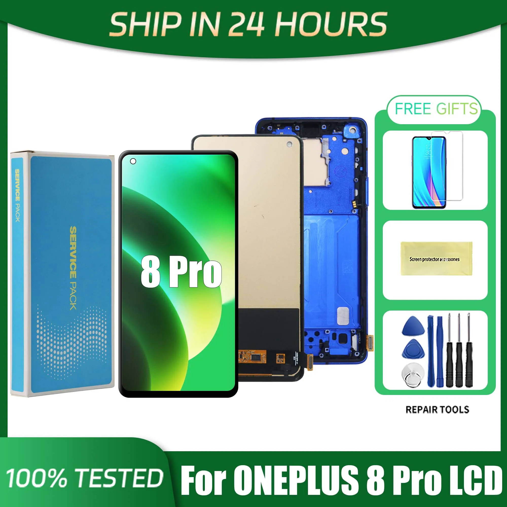 6.78\'\'For OnePlus 8 Pro Tested 1+8Pro IN2023 IN2020 IN2021 LCD Display Touch Screen Digitizer Assembly Replacement