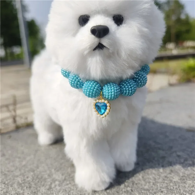 Hot Sale High-end Colorful Personalized Pearl Pet Collar Adjustable Neck Necklace for Puppy Cats Dogs Wedding Party Pet Supplies