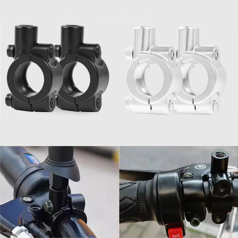 2PCS Motorcycle Accessories Black Silver Mirror Mount Clamp Adapter Rear View Mirror Holder Clip Bracket Size 22mm 10mm 8mm 25mm