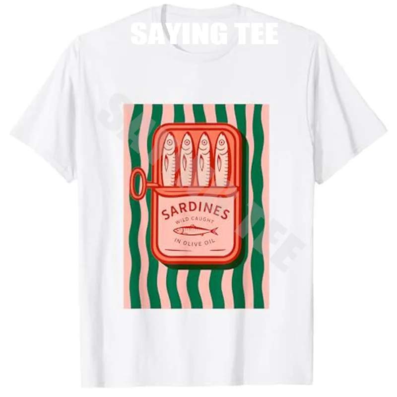 

Sardines Tinned Fish Retro Graphic Summer for Men Women T-Shirt Fisherman Fishing Lover Y2k Graphic Outfit Fashion Novelty Gift