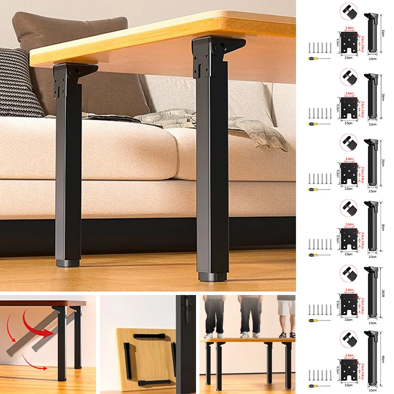 4Pcs Adjustable Folding Table Legs Self Locking 90° Furniture Support Feet Leveling Foot Pad for Coffee Table Mount Desk Cabinet