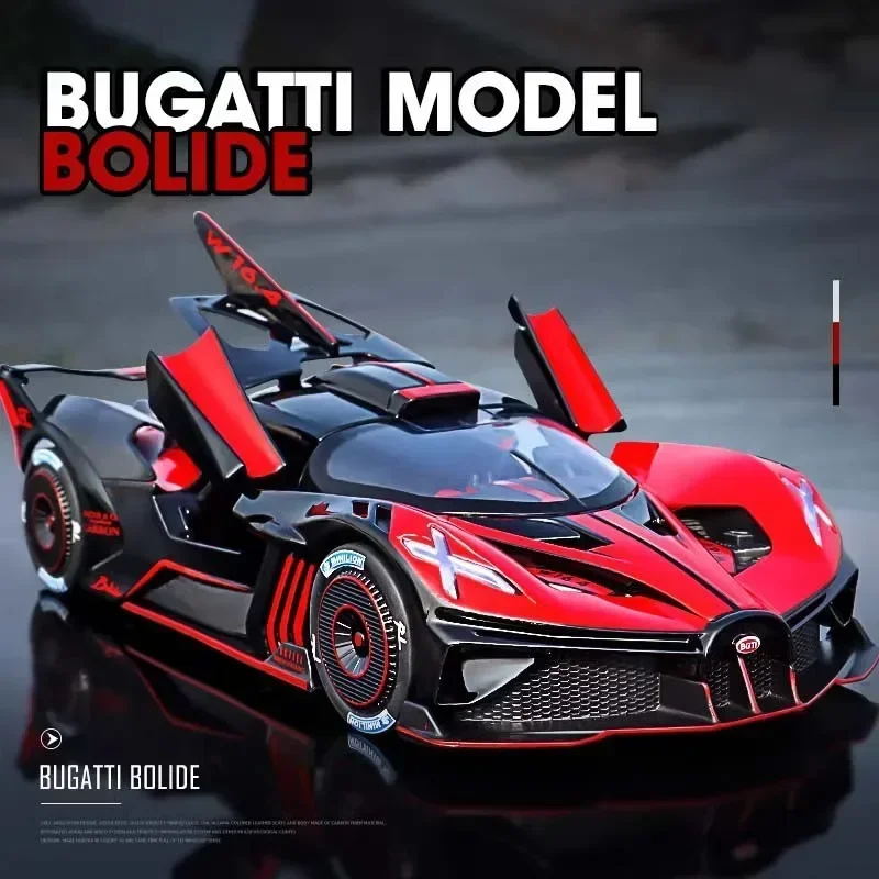 1:24 Bugatti Bolide Supercar Alloy Model Car Toy Diecasts Metal Casting Sound and Light Car Toys For Children Vehicle