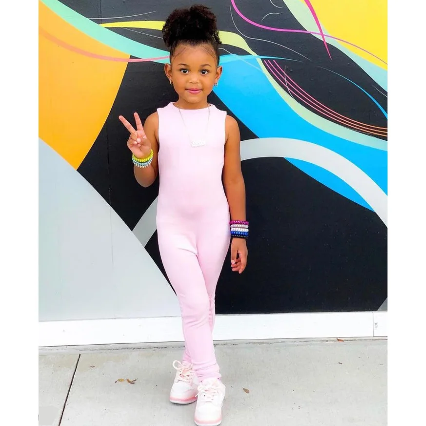 

Girl Sleeveless Jumpsuits For Kids Girls Summer Clothes Candy Color Fashion Girl Overalls Children's Sport Jumpsuit Clothing