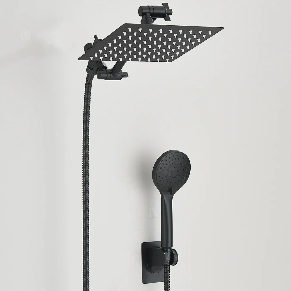 8 Inch 10 Inch High Pressure Rain Shower Head Combo with Adjustable Extension Arm and 3 Way Handheld Spray image 3