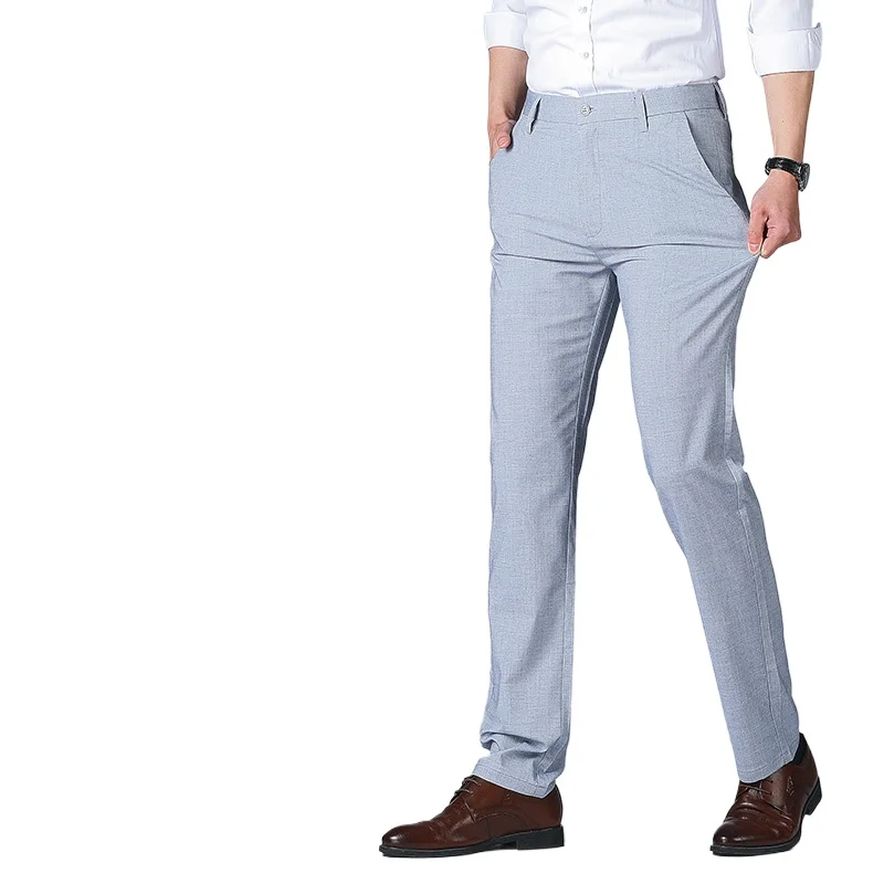 

Мужские модные брюки для костюма: легкие льняные прямые брюки для весны и лета, универсальные для повседневной носки и офиса